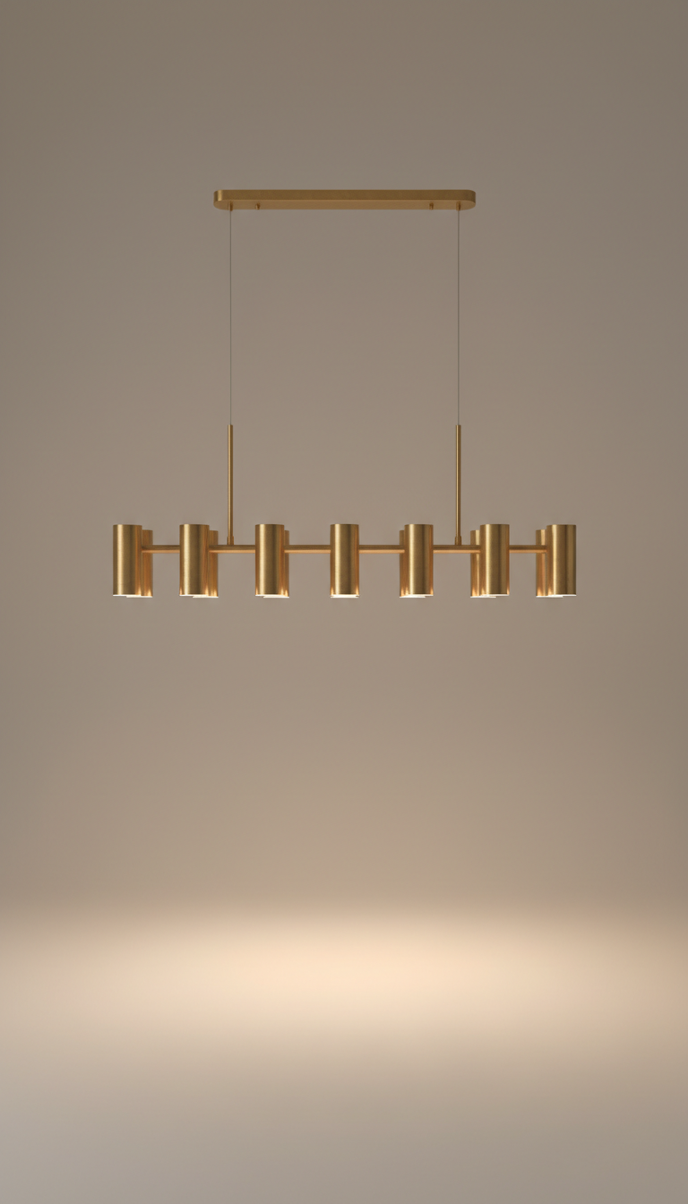 Brushed brass linear chandelier